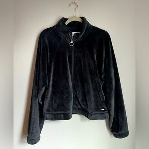 Hollister Black Fuzzy Zip-Up, Size Large